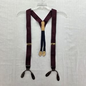 Martin Dingman Suspenders Burgundy Y Back Alligator Style Ends Solid Brass Clasp